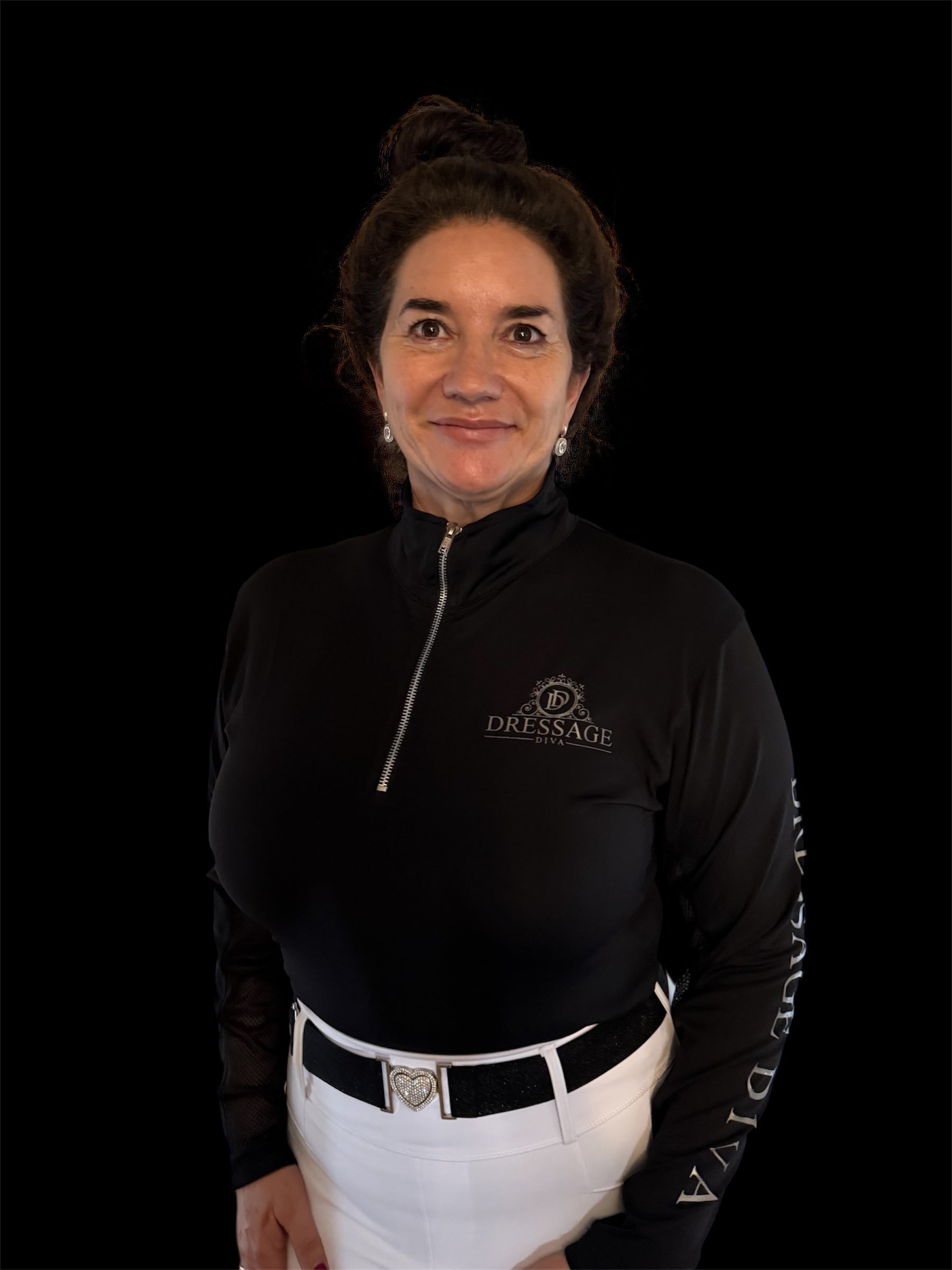 Black Long Sleeve base layer with grey logo & mesh equestrian shirt loose fit